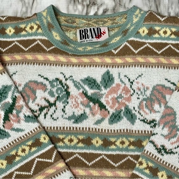 Vintage Cottagecore 80 90s Tunic Oversized Sweater Fairy Kei Granny Womens Sz L - Picture 3 of 10